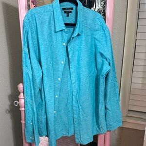 Marc Anthony Turquoise Casual Button Down Shirt